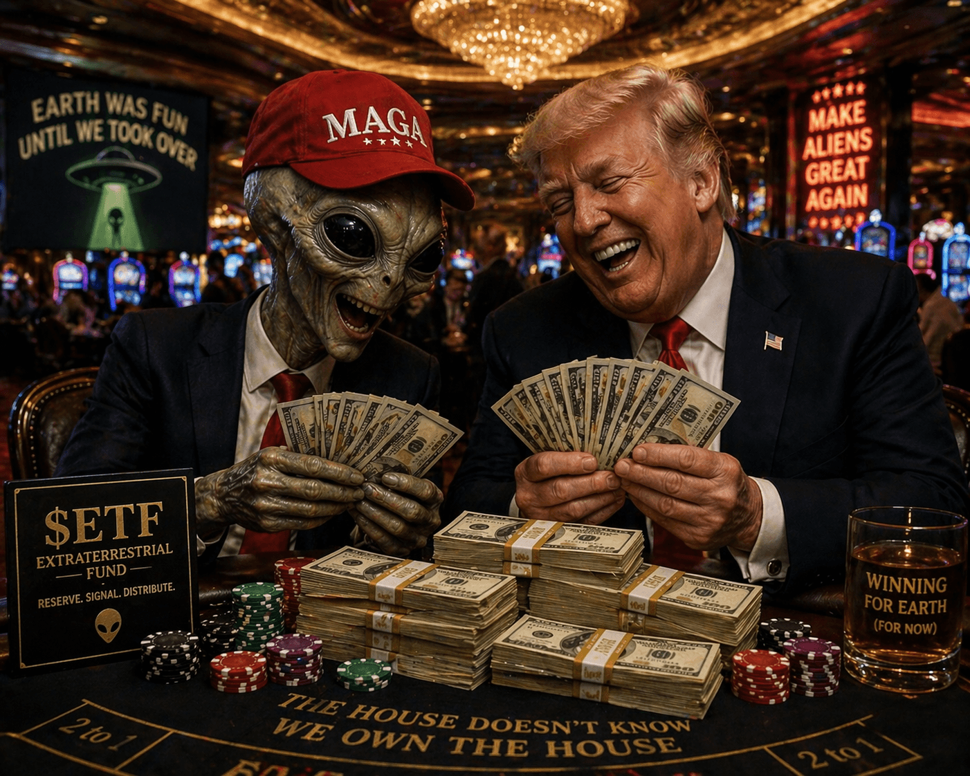 Treasury floor · unnamed operators · chips stacked